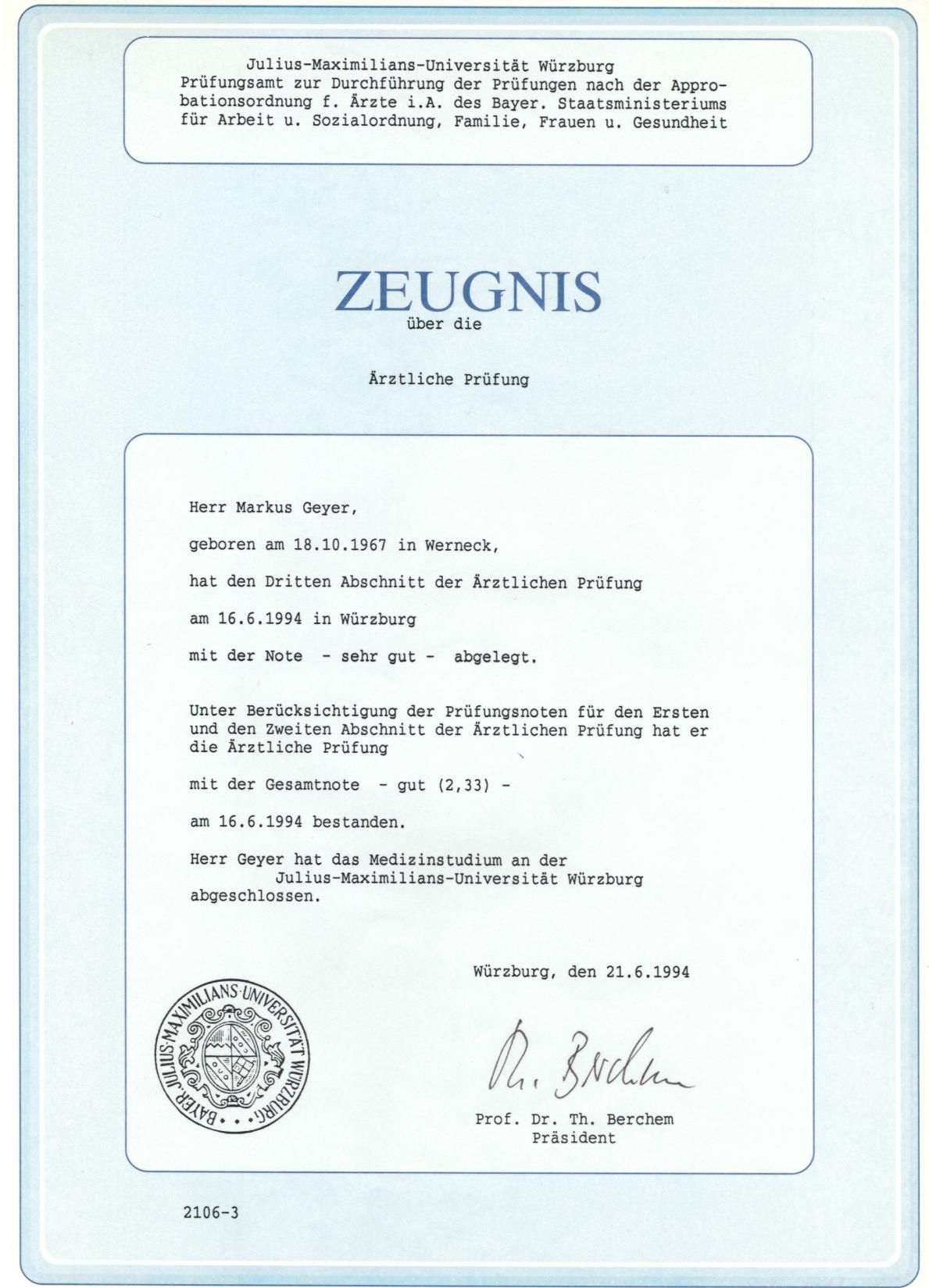 Ärztliche Prüfung Dr. Markus Geyer