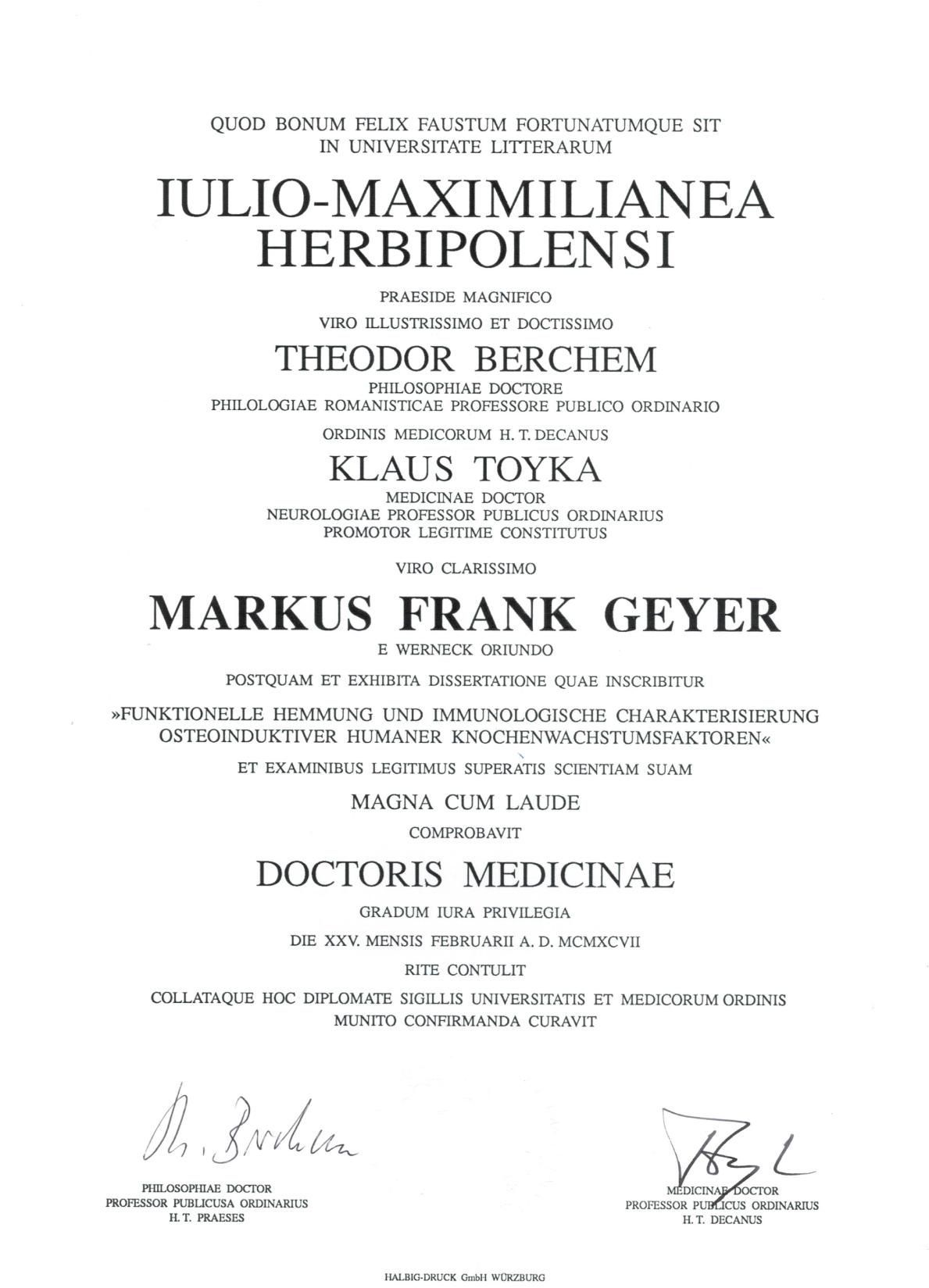 Promotion von Dr. Markus Geyer