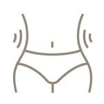Un dibujo lineal del estómago y la ropa interior de una mujer.