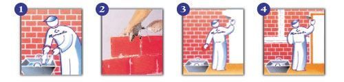 Se pinta una pared de ladrillos en cuatro pasos.