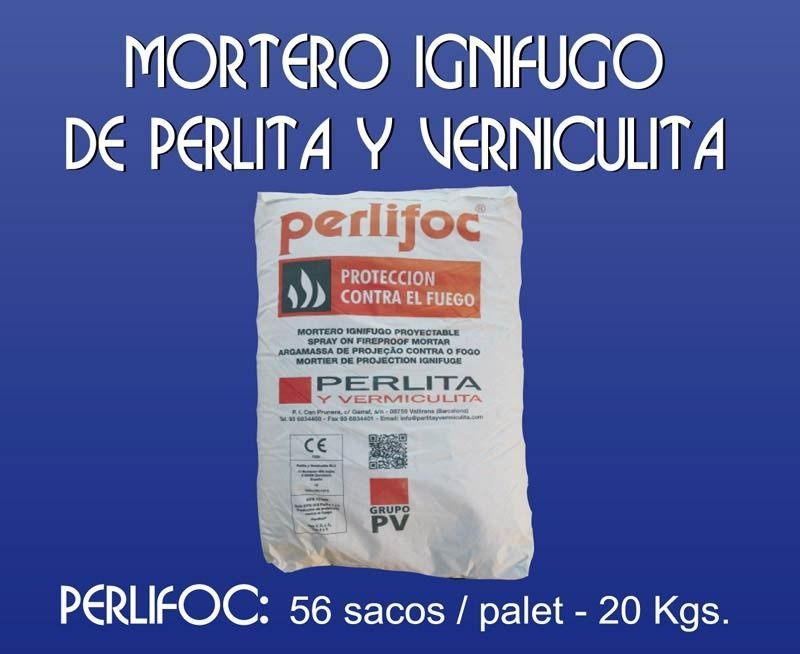 A bag of mortero ignifugo de perlita y vermiculita