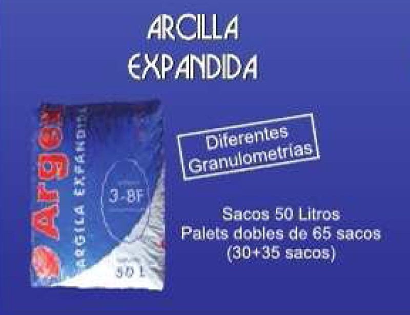 Una bolsa de arcilla expandida sobre un fondo azul.