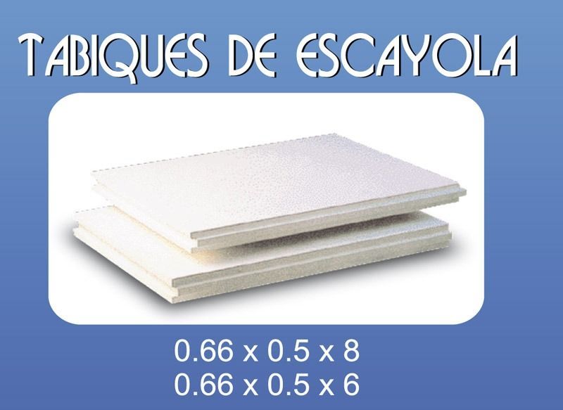 Una pila de hojas blancas con las palabras tabiques de escayola 0,66 x 0,5 x 8 0,66 x 0,5 x 6
