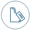 Un icono azul de una botella de gas en un círculo.