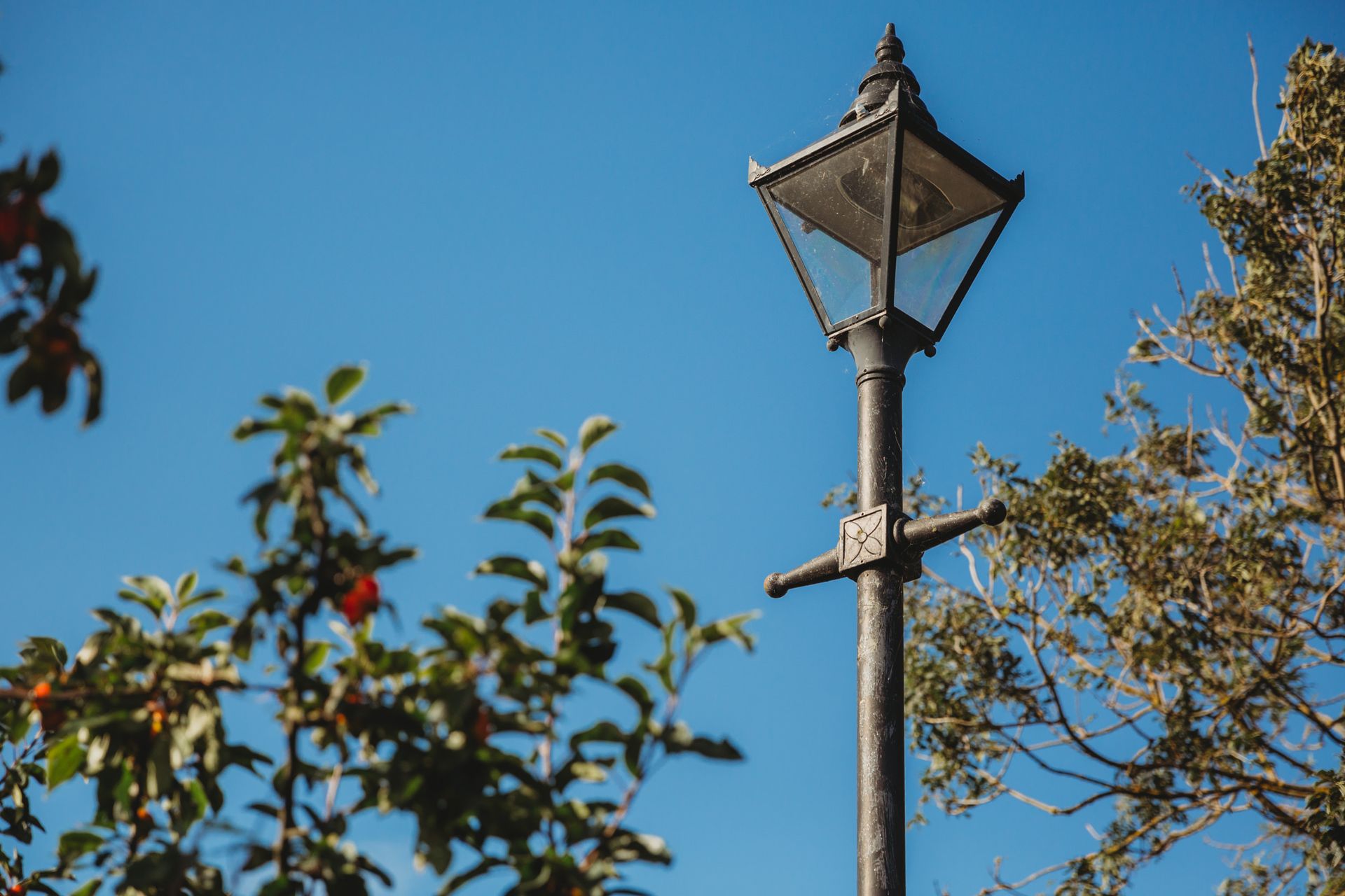 old fashioned lamp post in historic town of Berwick