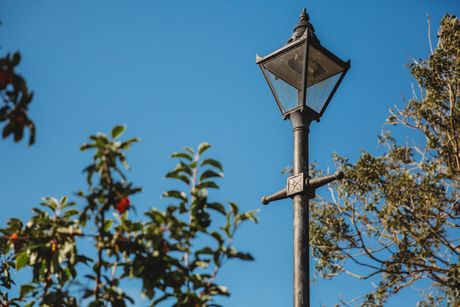old fashioned lamp post in historic town of Berwick