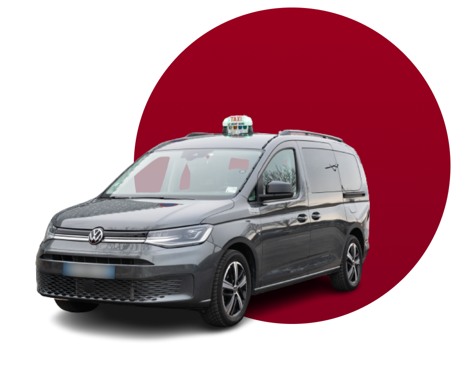 Voiture de taxi grise dans un rond rouge