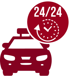 Picto d'un taxi 24h/24