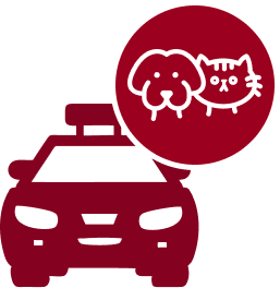 Picto d'un taxi avec une pastille avec un chat et un chien