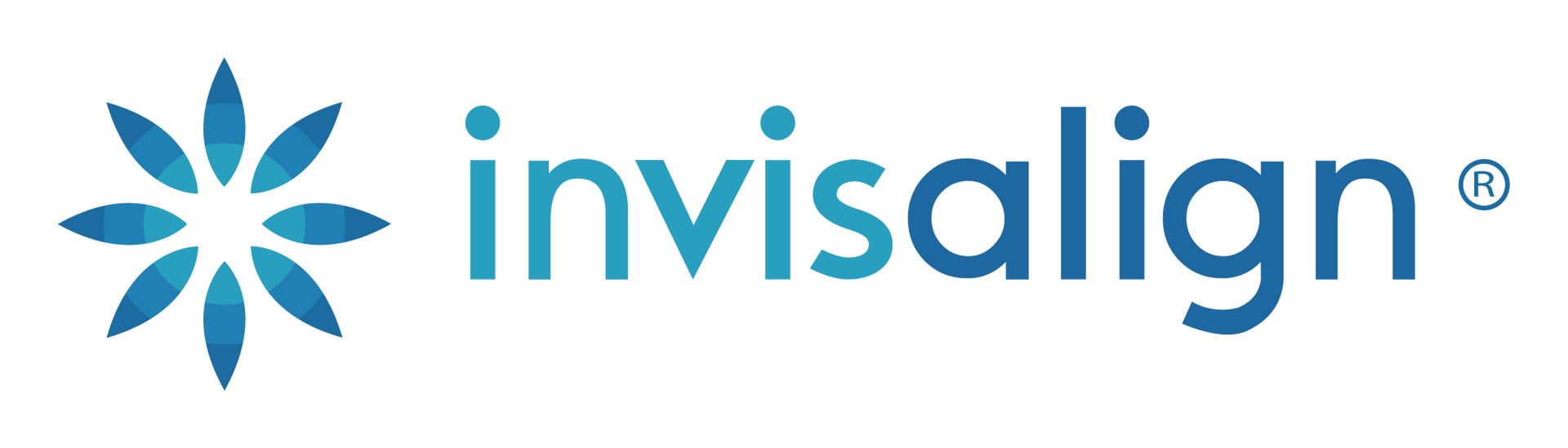 El logotipo de Invisalign tiene una flor azul.