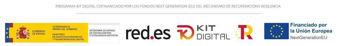 Logotipos de la bandera de España, Gobierno de España, red.es, KIT DATA, TR y la Unión Europea.