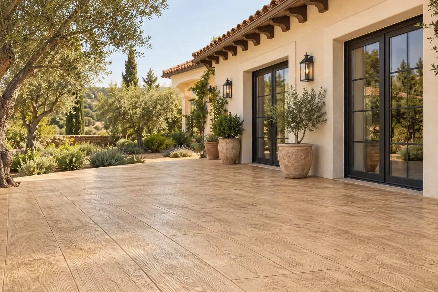 hormigón impreso efecto madera