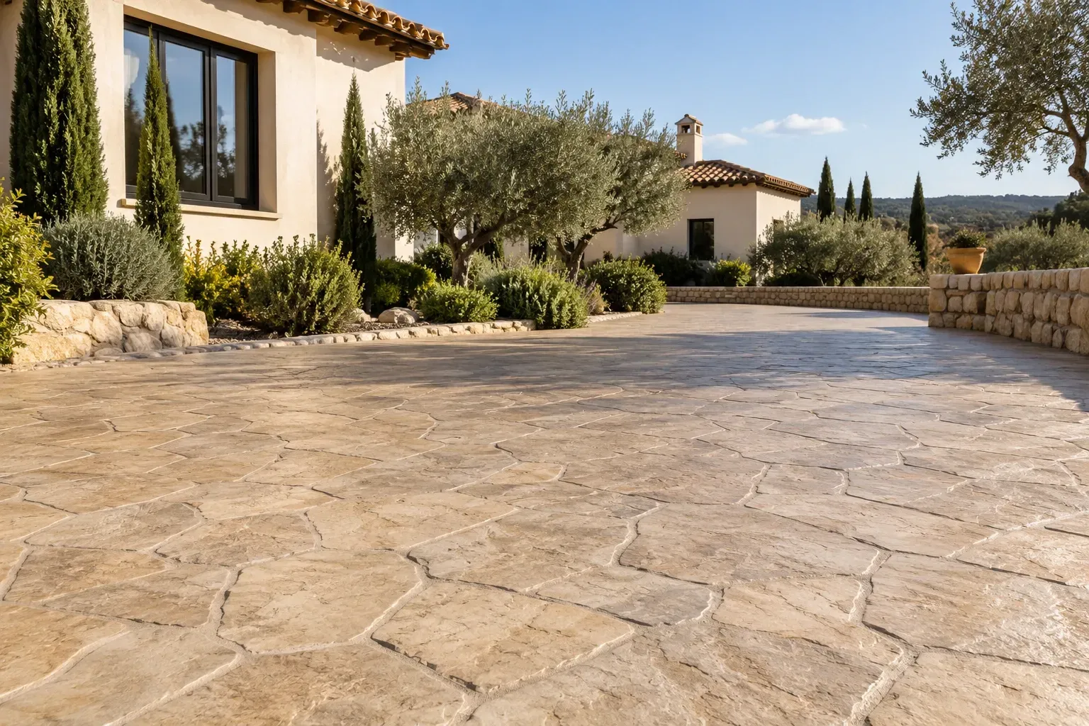 hormigón impreso con acabado de piedra