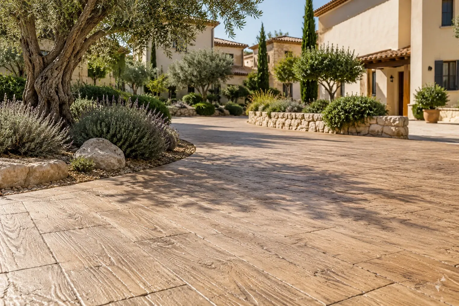 hormigón impreso efecto madera