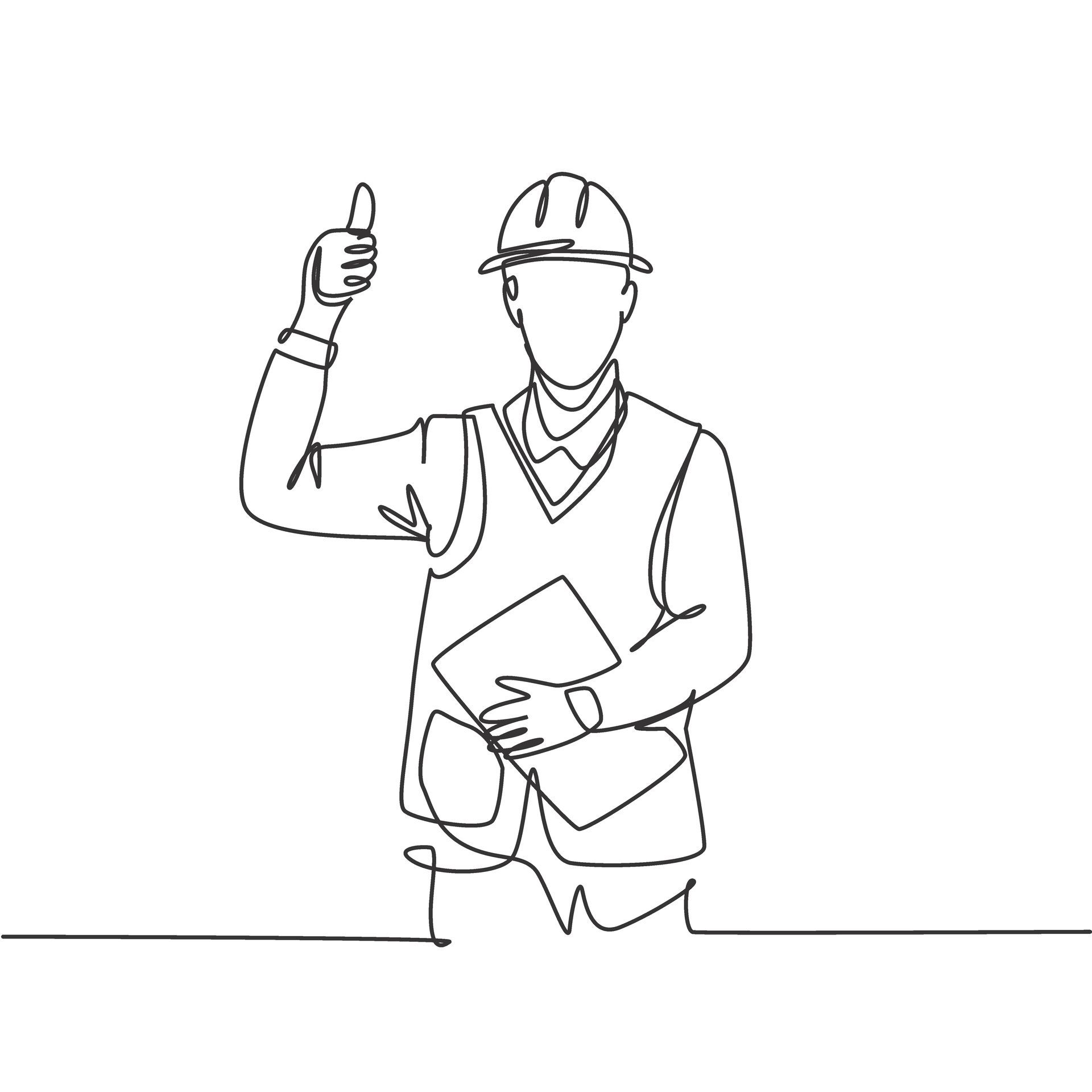 Ouvrier avec le pouce levé