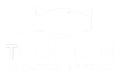 Logo for "Tucked In Vacation Rentals": cabin silhouette in a bed frame, with the text "Tucked In Vacation Rentals".