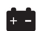 Icono de batería de automóvil con símbolos más y menos.