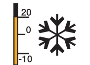 Termómetro que muestra temperaturas bajo cero, con un símbolo de copo de nieve.