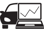 Diagnóstico de automóvil con computadora portátil que muestra un gráfico lineal.