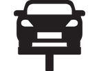 Silueta de coche negro sobre un soporte.