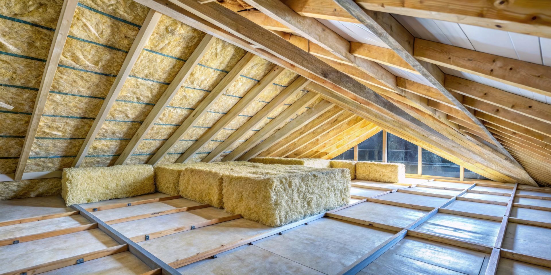 Combles perdus avec les blocs d'isolants.