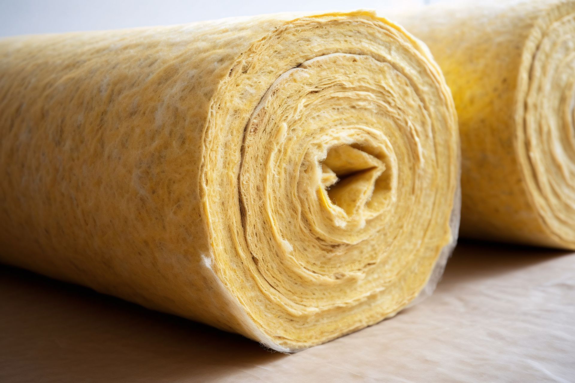 Gros plan sur les rouleaux d'un isolant.