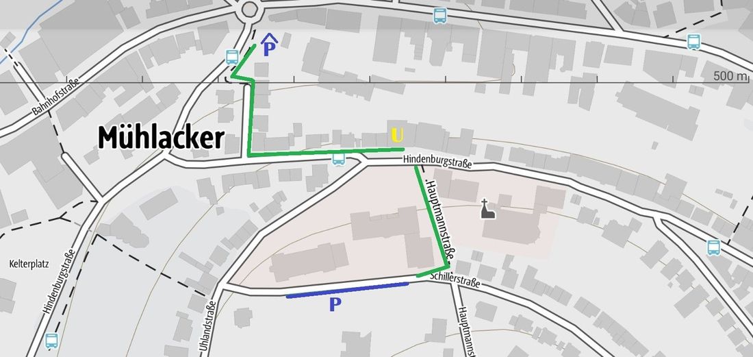 Anfahrtskarte / Parkinformation zur Urologie Mühlacker