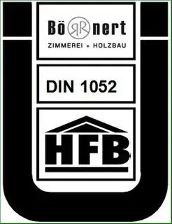 Logo Börner Zimmerei + Holzbau mit Hinweis auf DIN 1052.