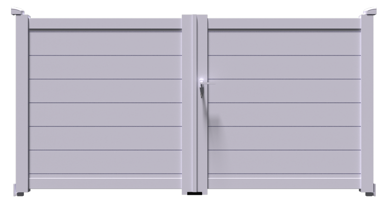 Portail blanc ouvert dans un quartier luxueux