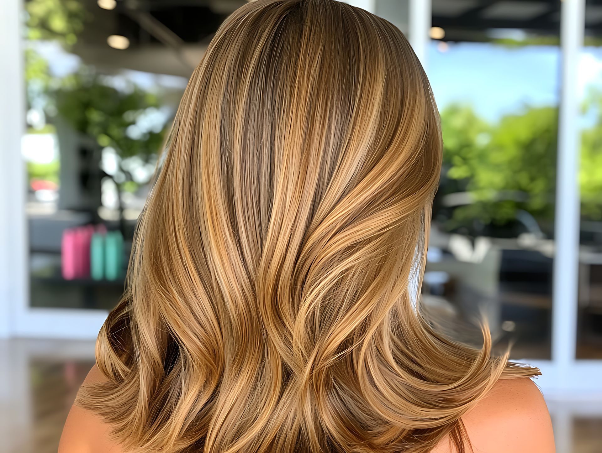 Une chevelure blond foncé.