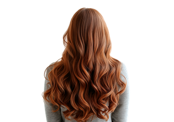 Une femme rousse aux cheveux longs.