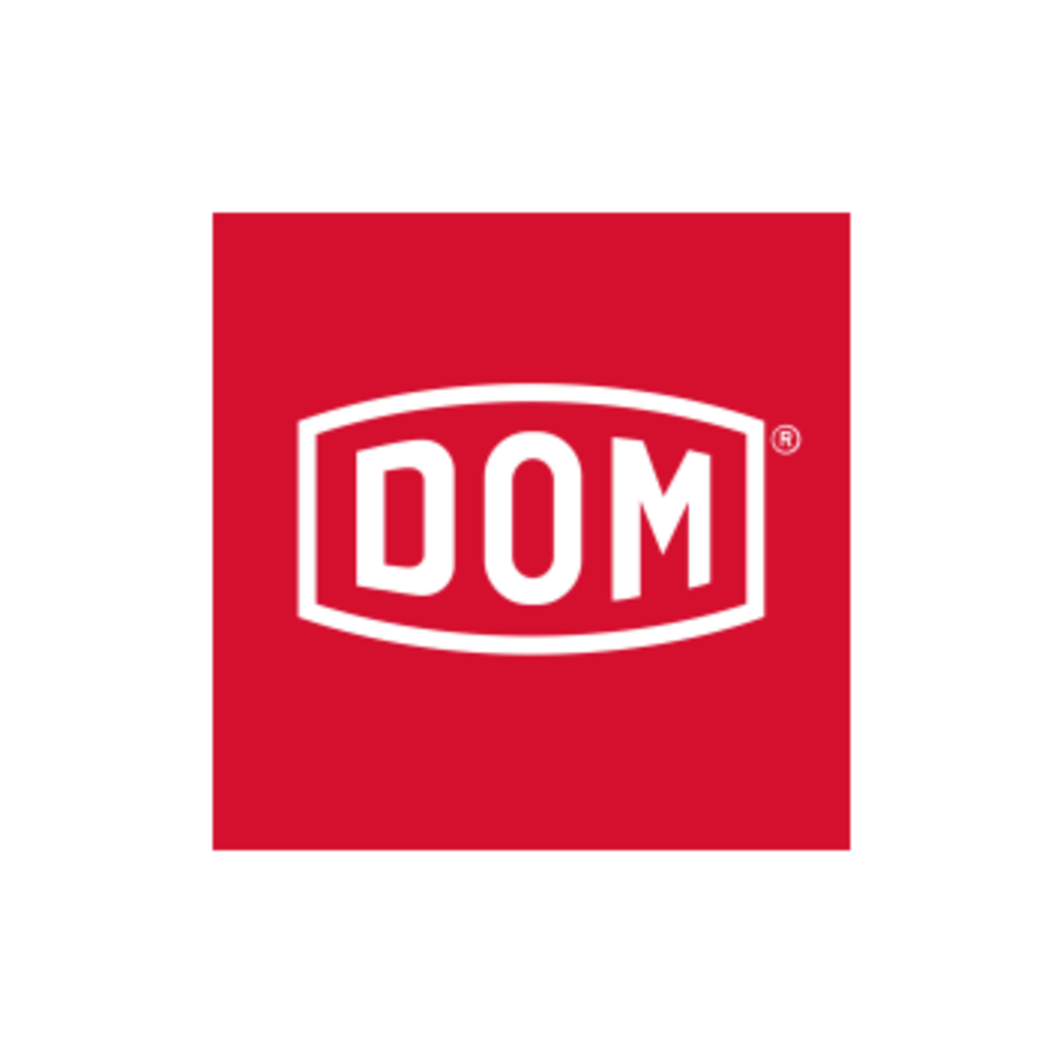 Un carré rouge avec le mot dom dessus.