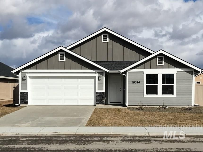 Modern long term rental home exterior with garage