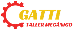 Un logo para gatti taller mecanico con un engranaje rojo