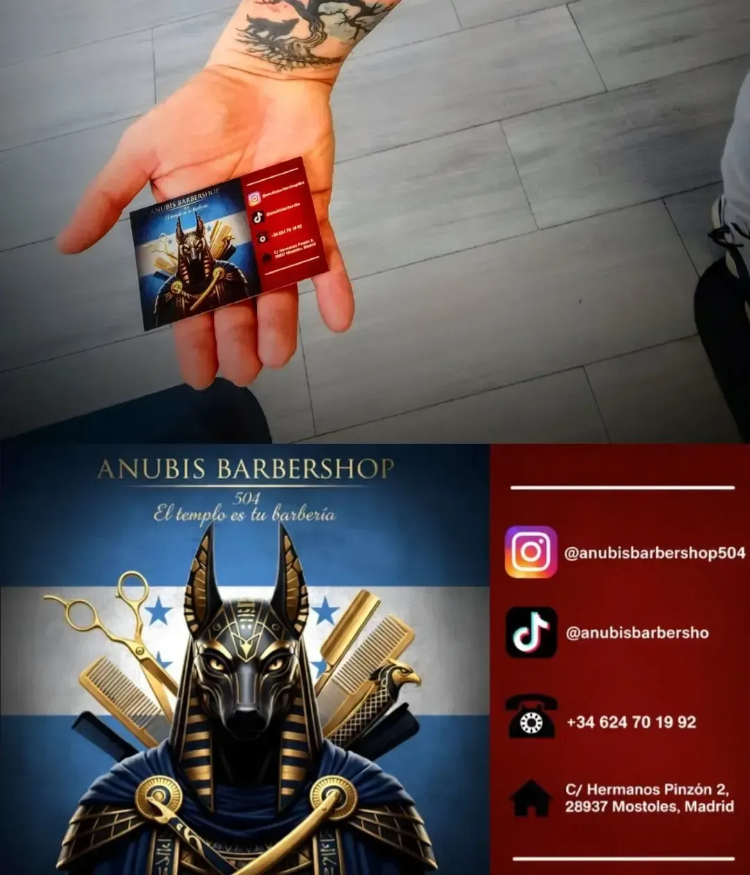 Primer plano de la nuca de una persona con un diseño afeitado en su cabello oscuro; una mano enguantada toca su cabeza.