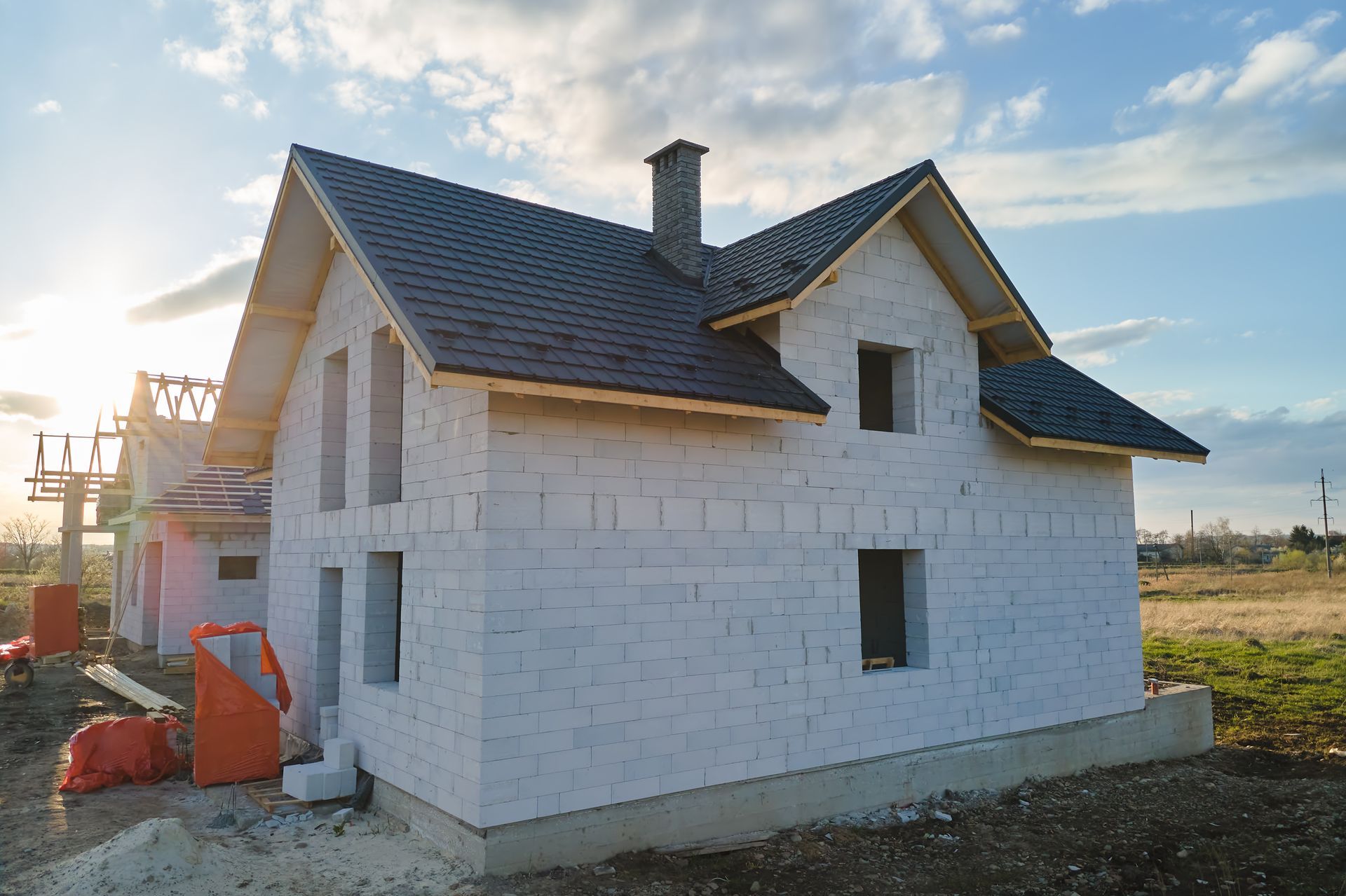 Maison en cours de construction.