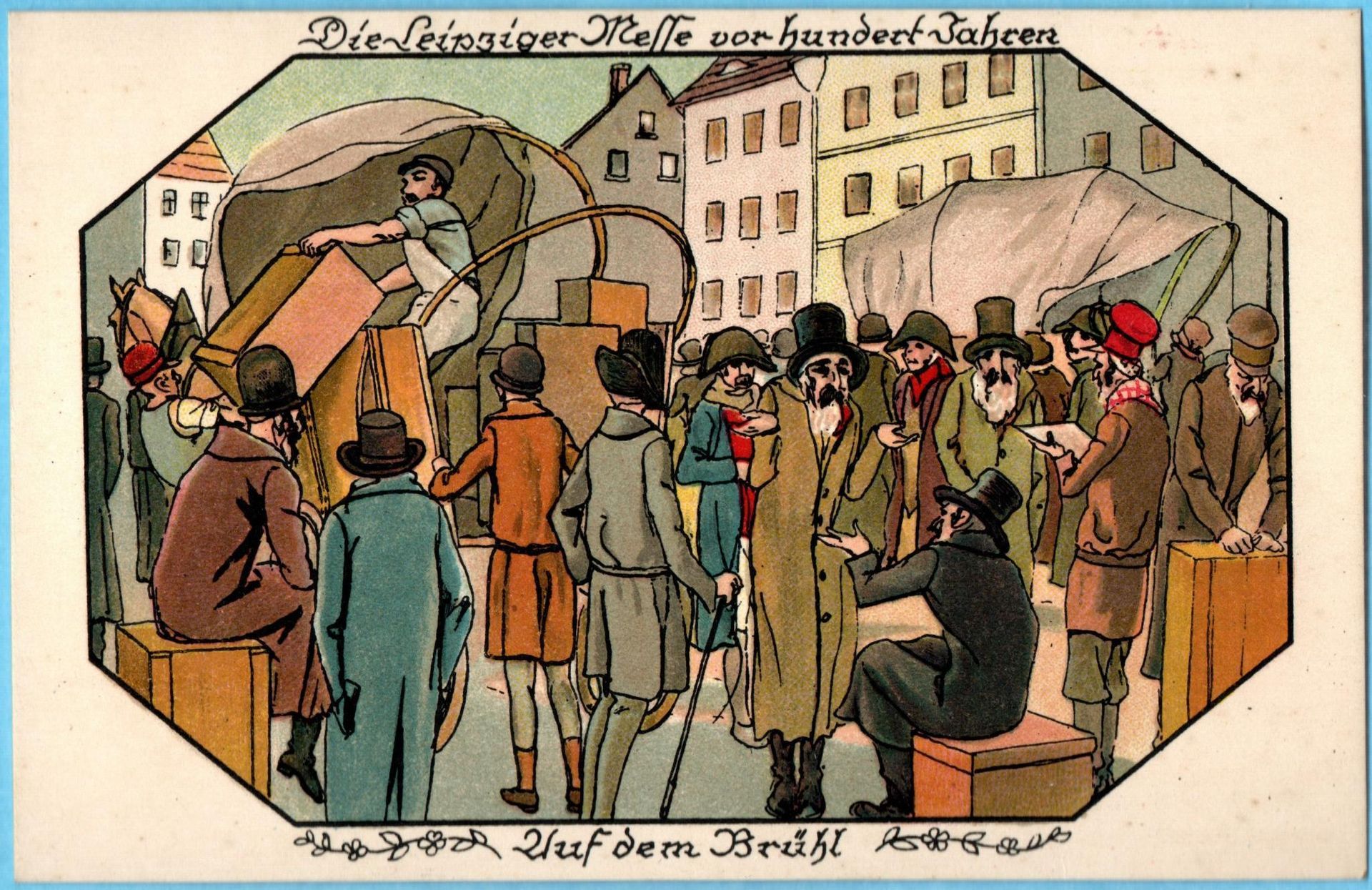 Historische Ansichtskarte um 1910 - Die Leipziger Messe vor hundert Jahren - Auf dem Brühl, fotografiert von Peter Karl Müller, Kirchheim am Ries