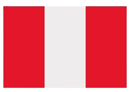 Bandera del Perú: franjas verticales rojas flanqueando una franja central blanca.