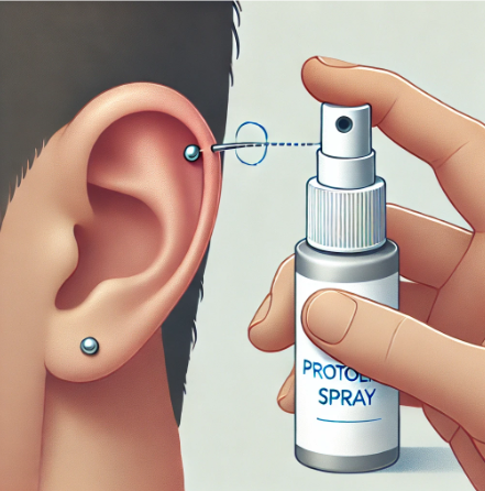 Zur Unterstützung bei der Piercing Pflege wird auf einer gezeichneten Anleitung die Pflege mit Protolind empfohlen. Zur Unterstützung bei der Piercing Pflege wird auf einer gezeichneten Anleitung die Pflege mit Protolind empfohlen.