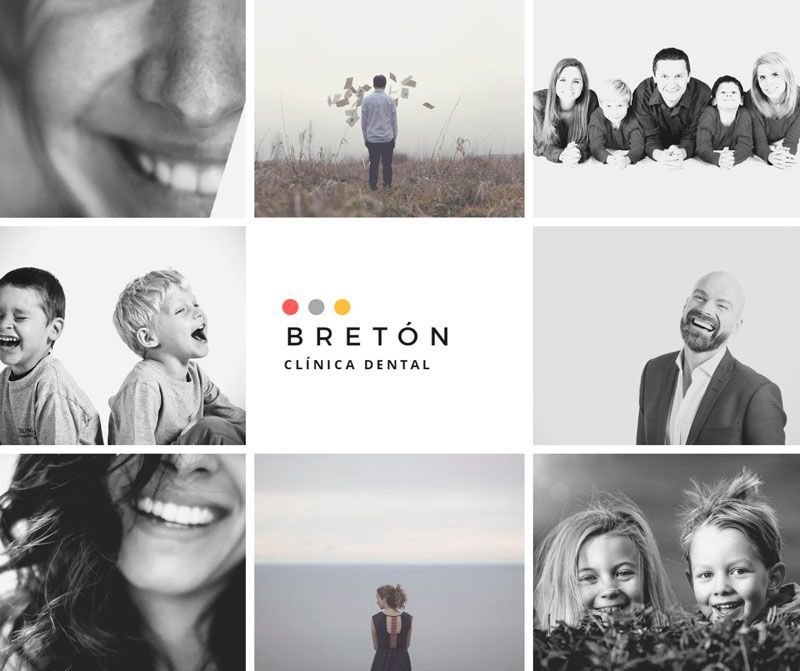 Un collage de fotografías en blanco y negro para la Clínica Dental Bretón.