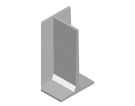 Vue isométrique d'une poutre de support métallique grise en forme de T.