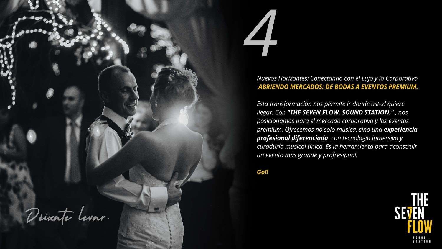 Pareja bailando en una boda, texto 