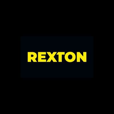 Das Wort „REXTON“ in fetten, gelben serifenlosen Großbuchstaben, zentriert vor einem einfarbig schwarzen Hintergrund.