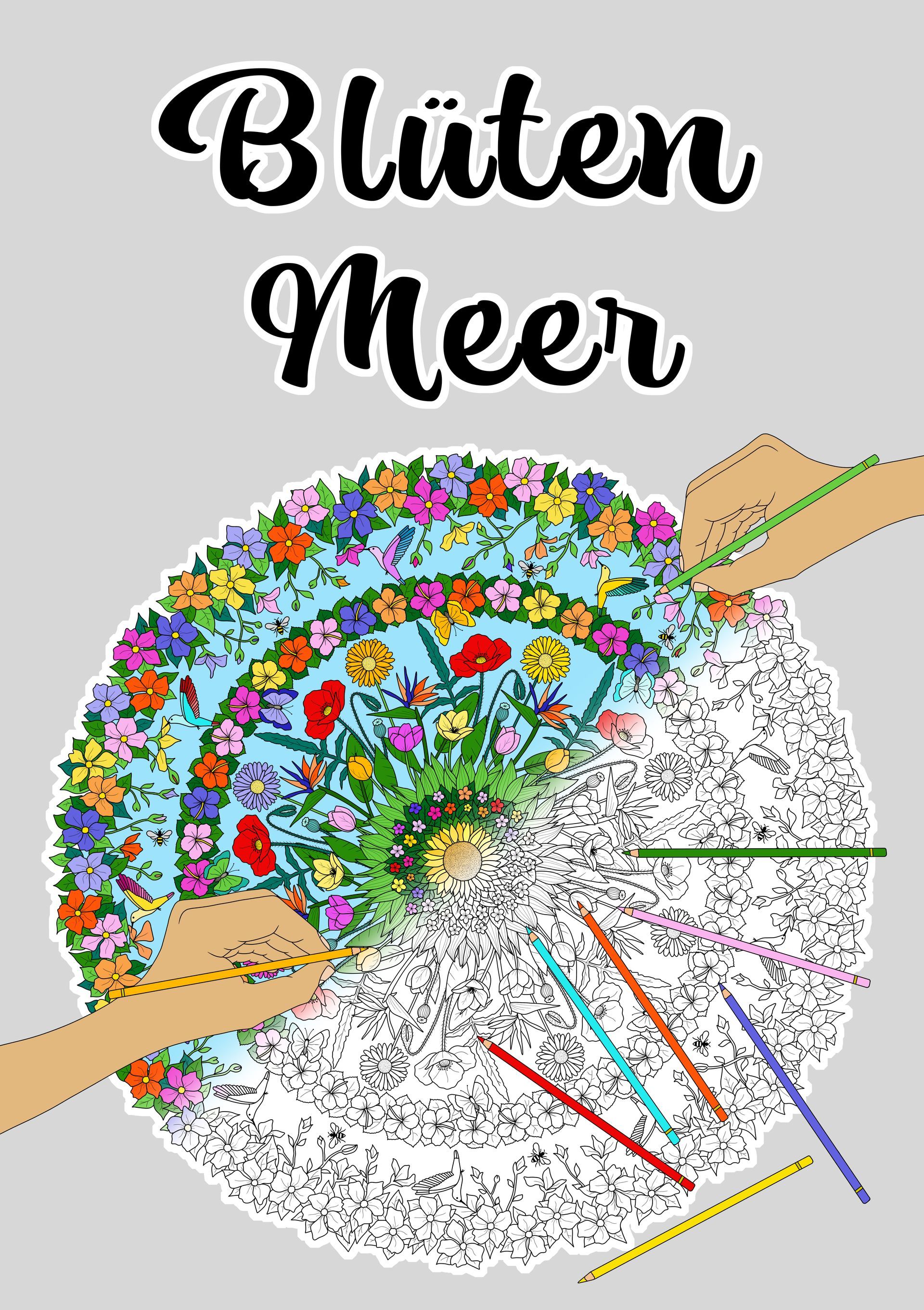 Malfreuden Ausmalbild A2/A3 Blüten Meer