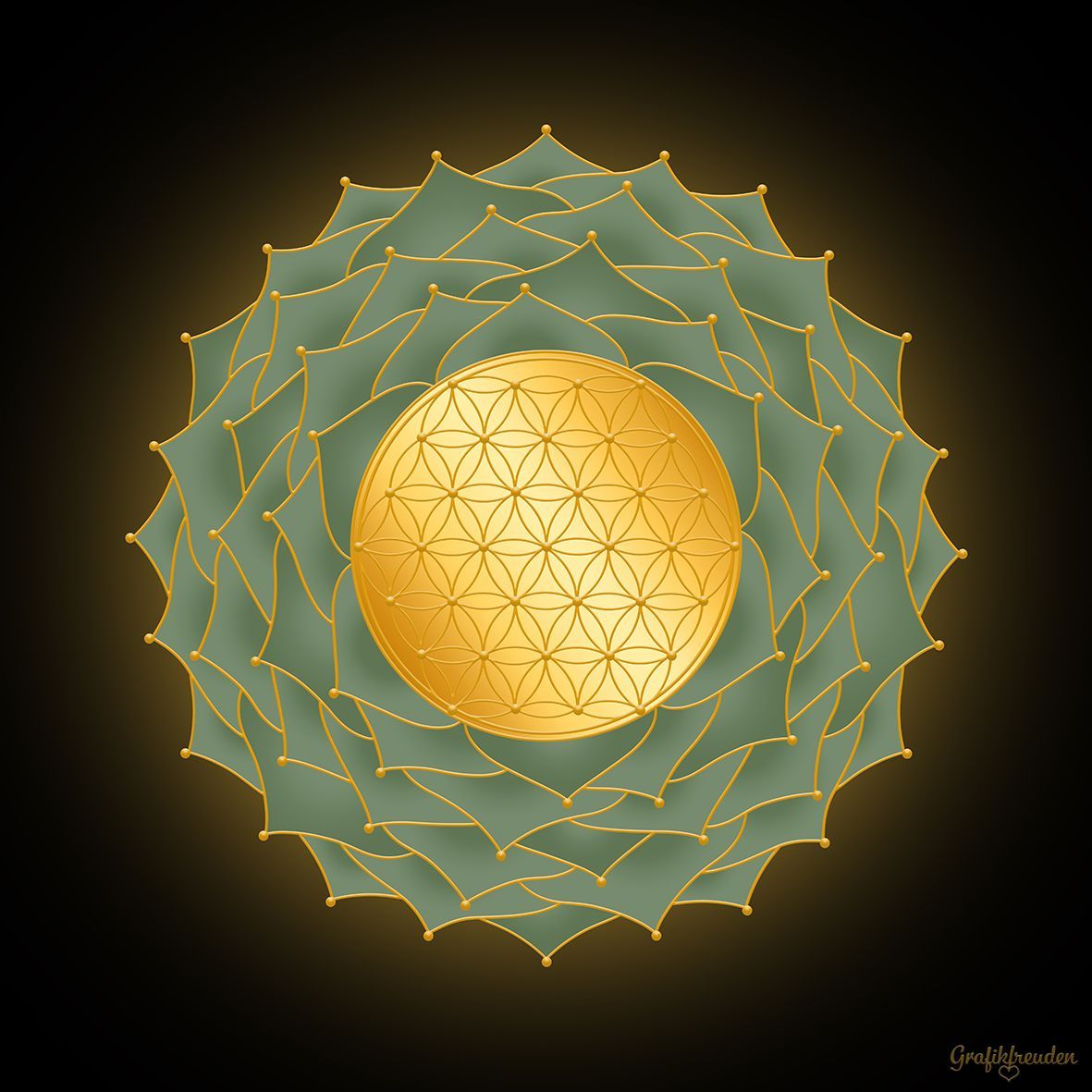 Grafikfreuden, Golden Spirit, Blume des Lebens