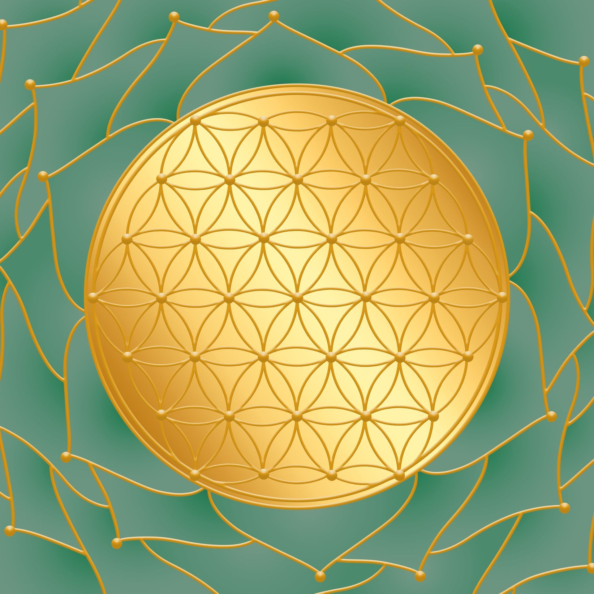 Tanja Brauweiler, Grafikkunst,Golden Spirit, Blume des Lebens