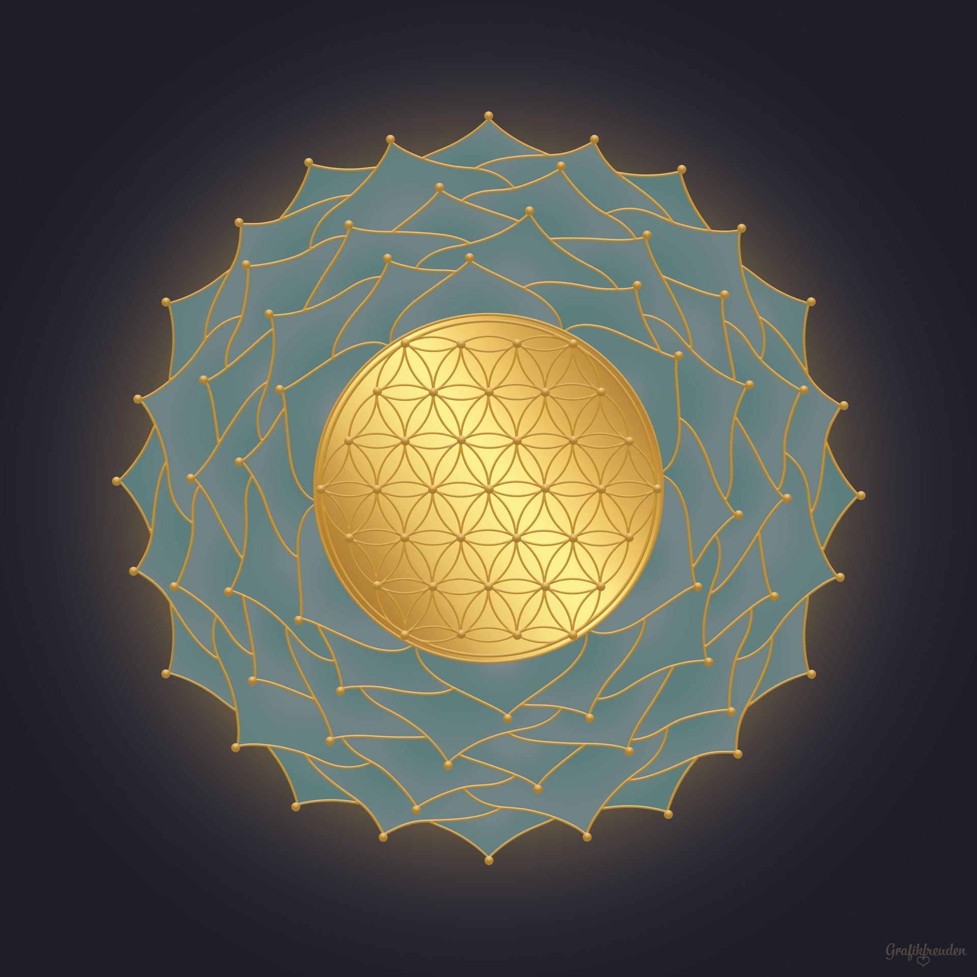 Grafikfreuden, Golden Spirit, Blume des Lebens