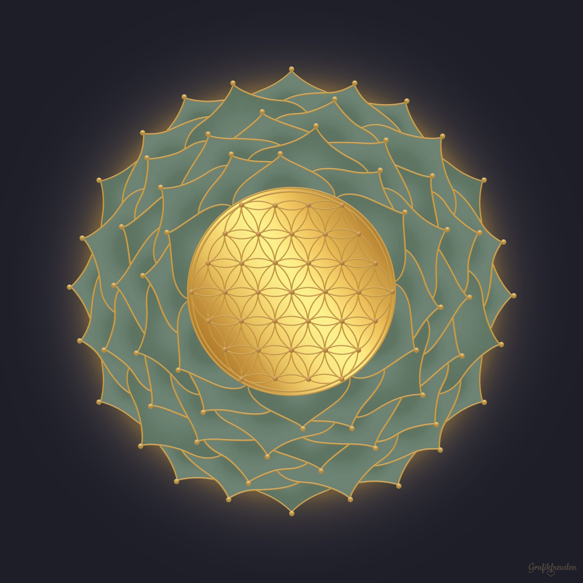 Grafikfreuden, Golden Spirit, Blume des Lebens