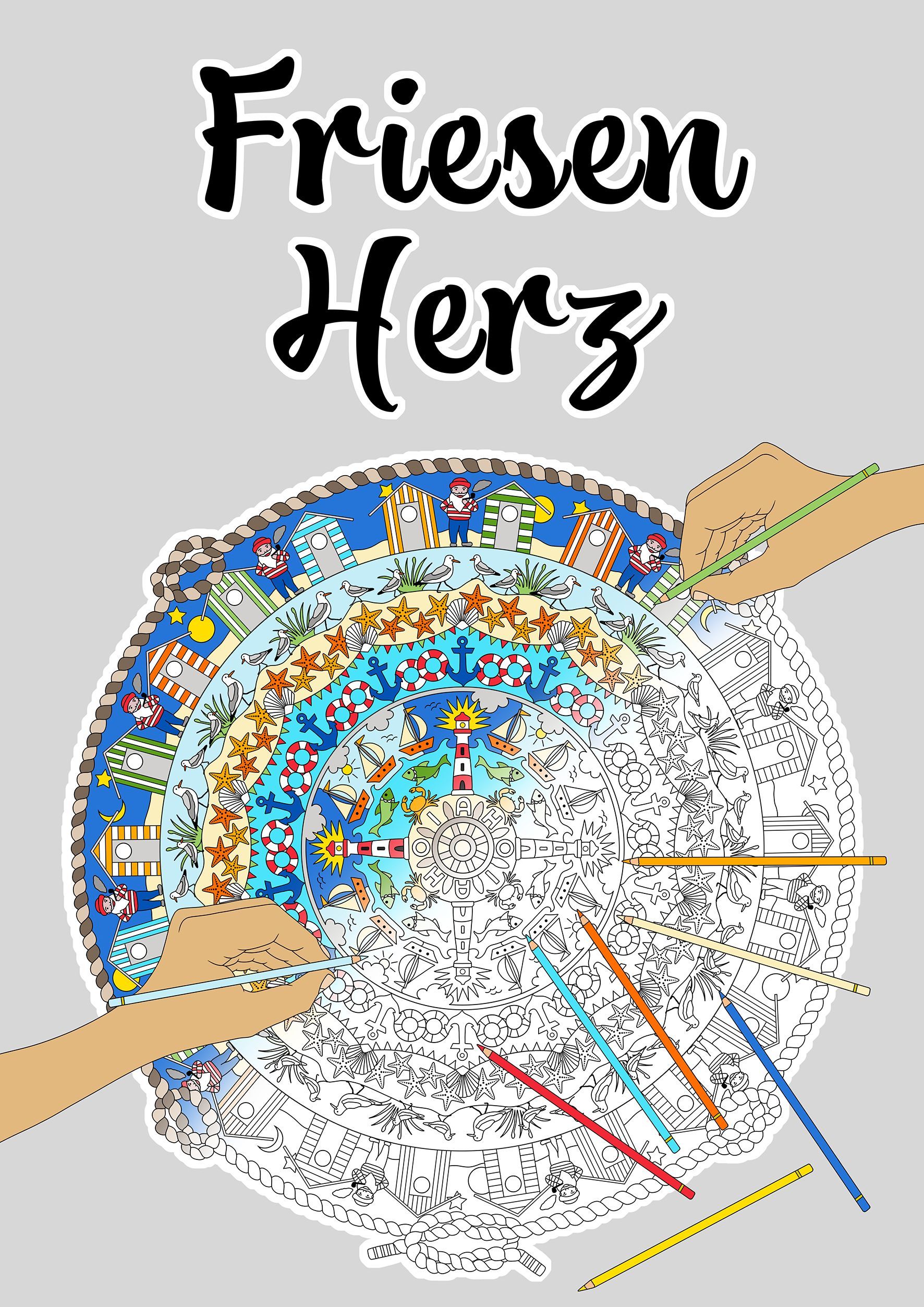 Malfreuden Ausmalbild A2/A3 Friesen Herz