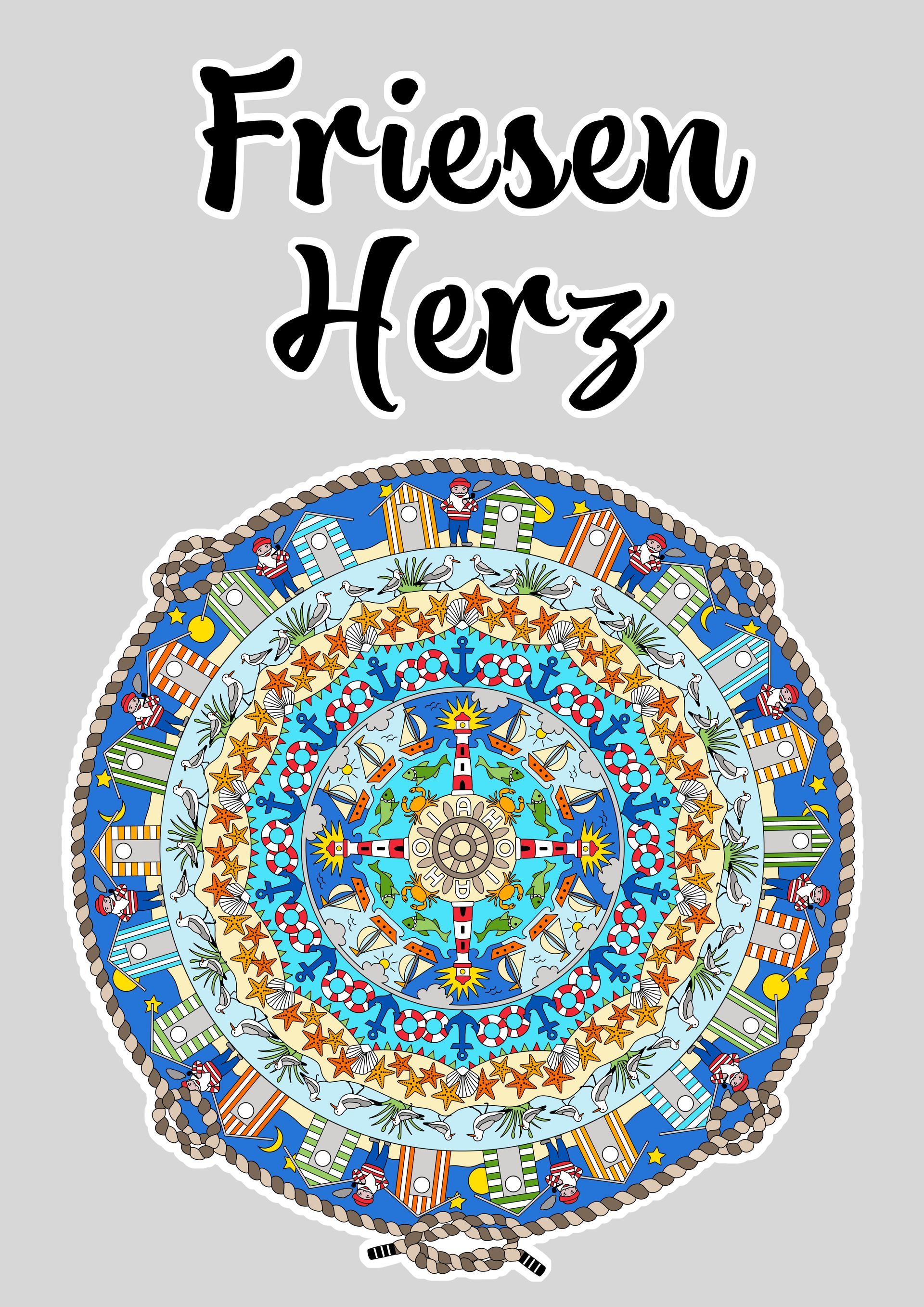 Malfreuden Ausmalbild A2/A3 Friesen Herz